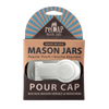White pour lid with carry loop for regular mouth mason jars, made in the USA, displayed in eco-friendly packaging, ideal for Kitchen & Food, Kitchen Gadgets, and USA Made collections.