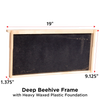 Handcrafted Amish made deep wood bee frame featuring a sturdy heavy waxed plastic foundation, compatible with multiple frame sizes, part of USA Made and Beekeeping Supplies collections.