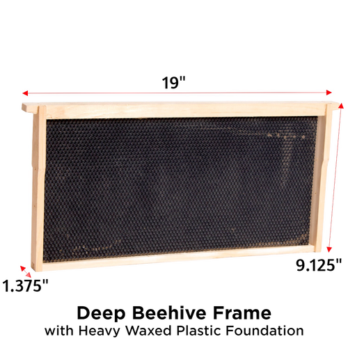 Handcrafted Amish made deep wood bee frame featuring a sturdy heavy waxed plastic foundation, compatible with multiple frame sizes, part of USA Made and Beekeeping Supplies collections.
