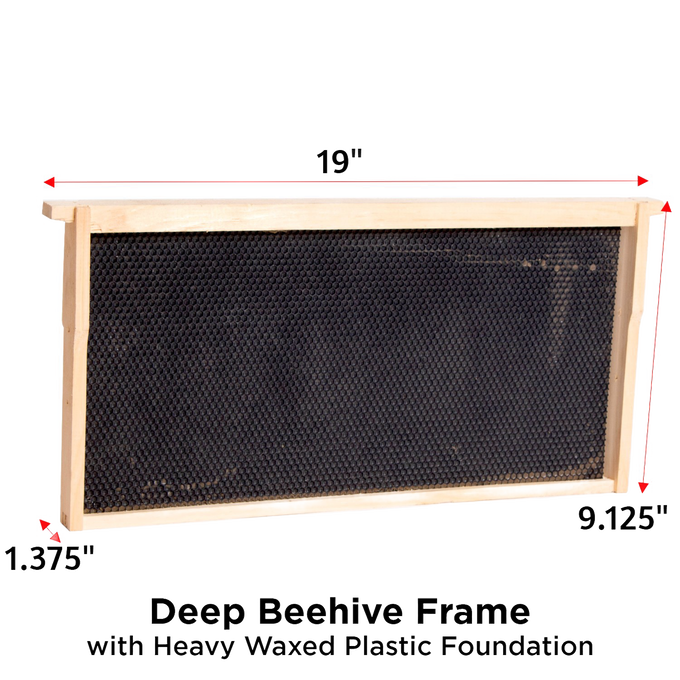 Handcrafted Amish made deep wood bee frame featuring a sturdy heavy waxed plastic foundation, compatible with multiple frame sizes, part of USA Made and Beekeeping Supplies collections.