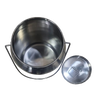 Open small stainless steel milk can with removable lid, featuring seamless 304 grade steel for hygiene, designed for farm, garden, and animal care use.