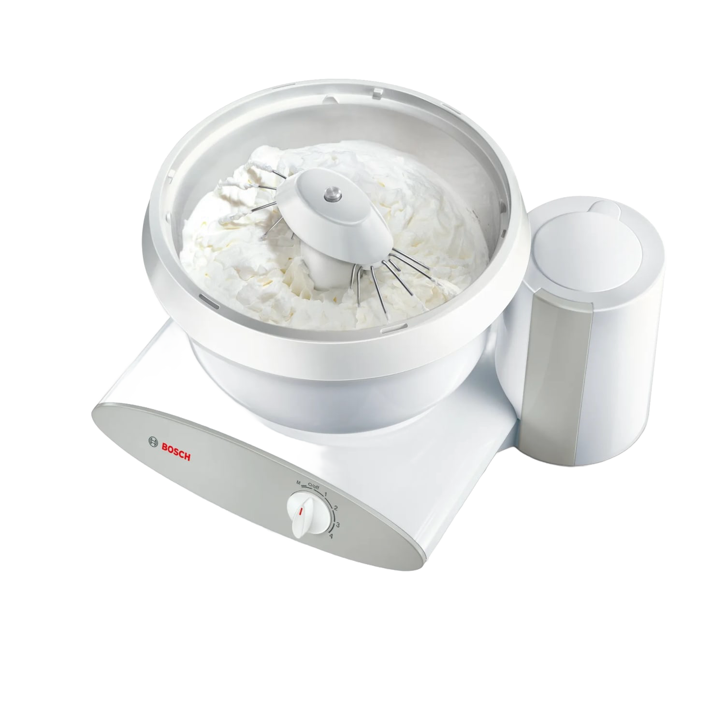 Compact stand mixer with white bowl and whisk attachment whipping cream, designed for effortless dough kneading and baking, part of kitchen gadgets and baking supplies collections.