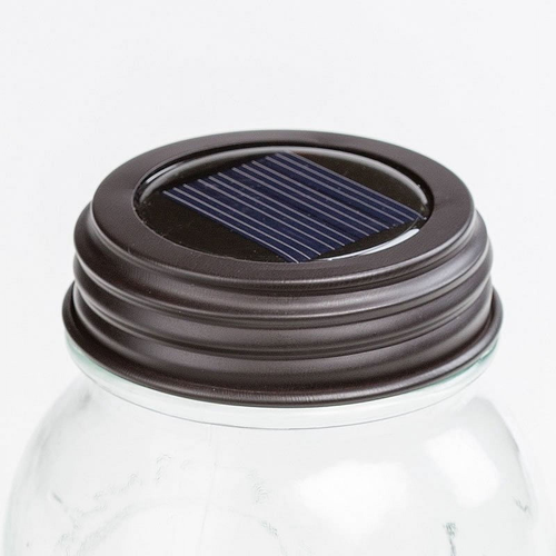 Solar Light Jar Lid - Rustic Brown