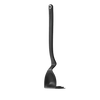 Black plastic basting brush with a deep, flexible scooping head and a long handle featuring a hanging hole, designed for grilling and kitchen gadgets collections.
