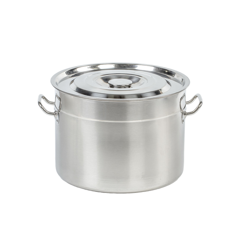 Stainless steel 20-quart canner and stockpot with lid, designed for food preservation, water bath canning, and versatile kitchen use in pots and pans and food preservation collections.
