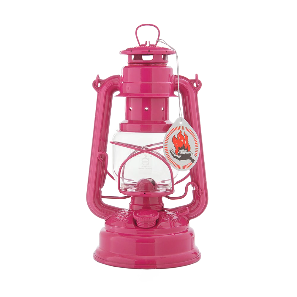 Handcrafted bright pink galvanized oil lantern with thermal heat-resistant globe, designed for durability and reliable light in Camping, Lamps & Lighting, Emergency Supplies, and Outdoor collections.