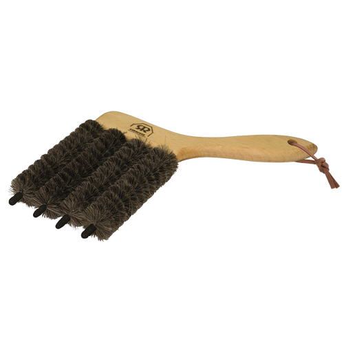 Blind brush with four soft goat hair bristled cylinders and an oiled beechwood handle with leather loop, designed for efficient dusting in Home & Decor, Household Cleaning, and Best Sellers collections.