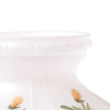 Handcrafted glass oil lamp shade with delicate buttercup flower design on frosted white glass, suitable for lamps with 10-inch shade rings in lighting and accessory collections.