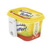 Yellow butter tub with a sturdy white foldable knife clipped to the side, designed for convenient spreading and storage, ideal for Kitchen & Food, Kitchen Gadgets, Kitchen Accessories, Best Sellers, and Promo Eligible collections.