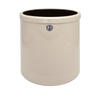 Handcrafted 5-gallon stoneware crock with cream glaze and blue number marking, made in USA, ideal for food preservation, fermenting, pickling, and kitchen use.