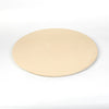 Round natural stoneware pizza baking stone in light beige, handcrafted in USA, designed for even heat distribution and healthier cooking, featured in Kitchen & Food, Cookware, Pots and Pans, USA Made, Best Sellers, and New collections.