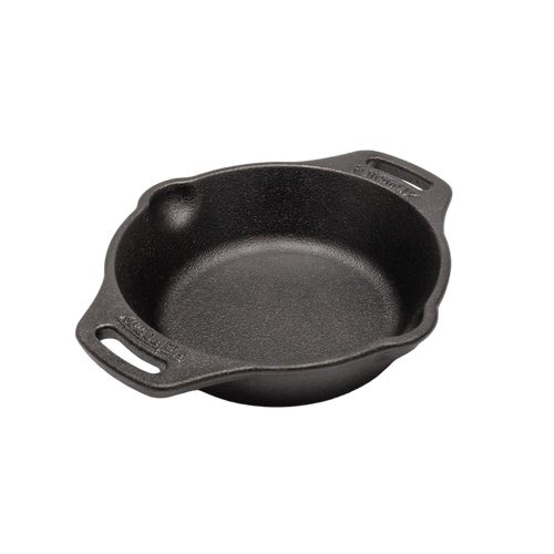 Handcrafted cast iron skillet with two side handles and a small pour spout, designed for versatile cooking in Farm, Garden & Tool, Kitchen & Food, Camping, Cookware, and Cast Iron collections.