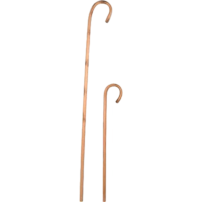 Pair of handcrafted hickory livestock canes with smooth natural lacquered finish, lightweight yet strong, perfect for farm, garden, animal care, and USA made collections.