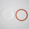 Set of reusable wide-mouth canning jar lids featuring a white plastic top and an orange sealing ring, ideal for Kitchen & Food, Food Preservation, and USA Made collections.