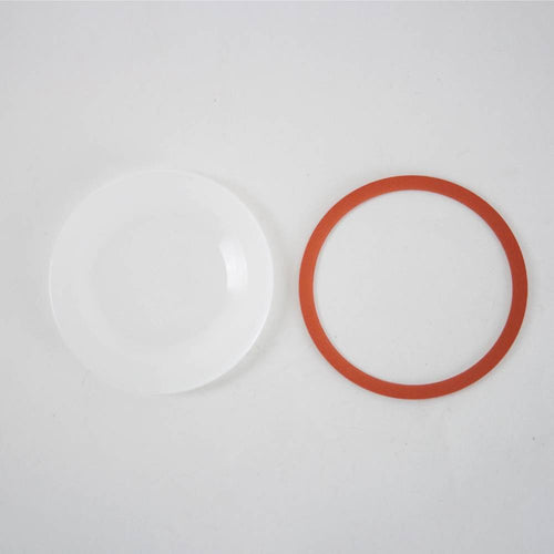 Set of reusable wide-mouth canning jar lids featuring a white plastic top and an orange sealing ring, ideal for Kitchen & Food, Food Preservation, and USA Made collections.