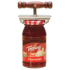 Twister jar opener with chromed steel jaws and wooden handle clamped on a strawberry jam jar, designed to ease opening tight lids for those with limited hand mobility, featured in Kitchen Gadgets and Best Sellers collections.