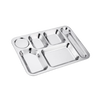 Durable stainless steel tray with six compartments including sections for food, drink, and utensils, designed for Kitchen & Food, Dinnerware, Best Sellers, Promo Eligible, and Sale collections.