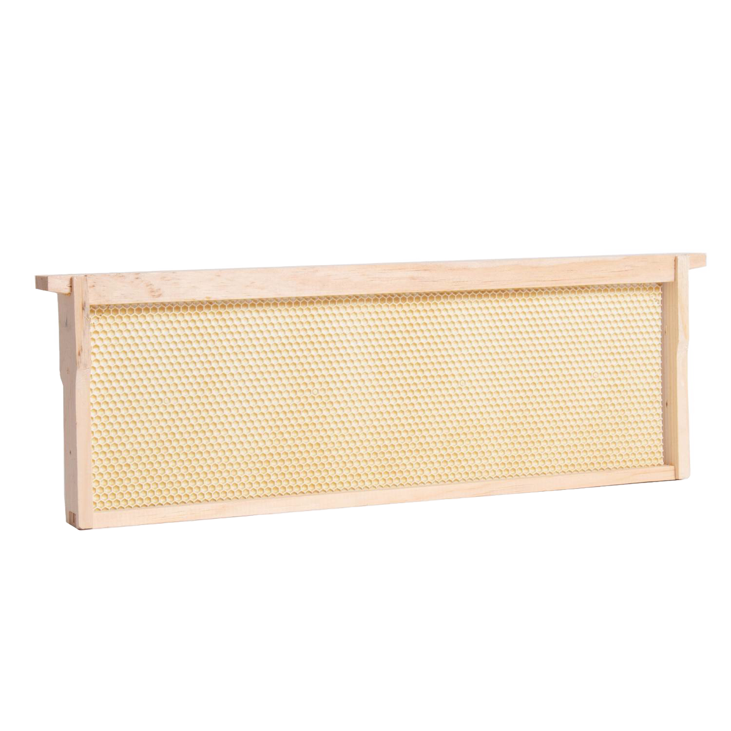 Handcrafted medium wood bee frame featuring a heavy waxed plastic foundation, durable and ready for 5, 8, or 10-frame hives, part of USA Made, Amish Made, and Beekeeping Supplies collections.