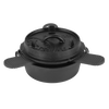 Black silicone trivet with textured grip wings, designed to hold hot Dutch oven lids and pans securely, suitable for use in Farm, Garden & Tool, Kitchen & Food, Camping, and Cast Iron collections.