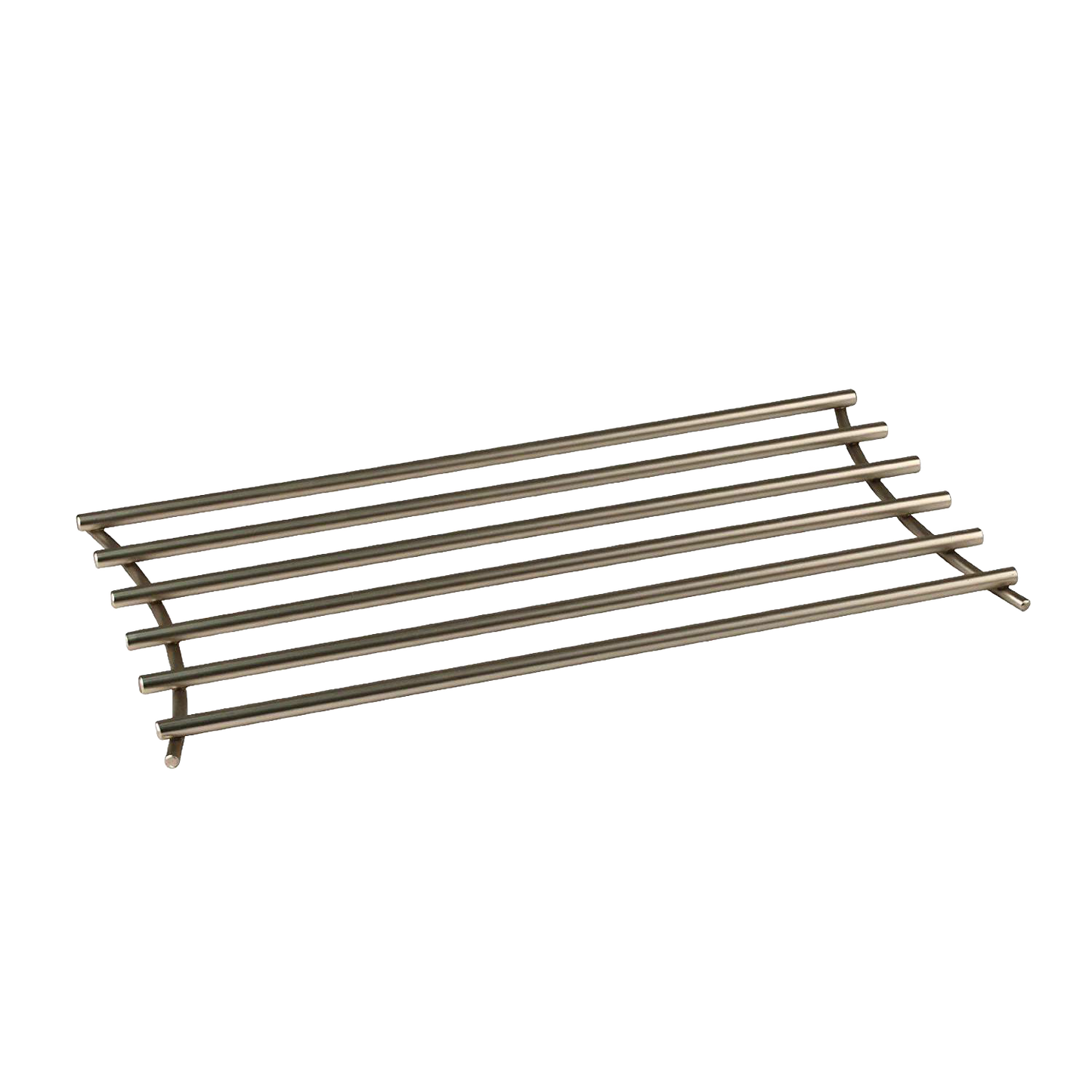 Steel trivet with rounded wires in a modern finish, designed to protect surfaces from hot cookware, featured in Kitchen & Food, Dinnerware, Kitchen Gadgets, and Storage and Serving collections.