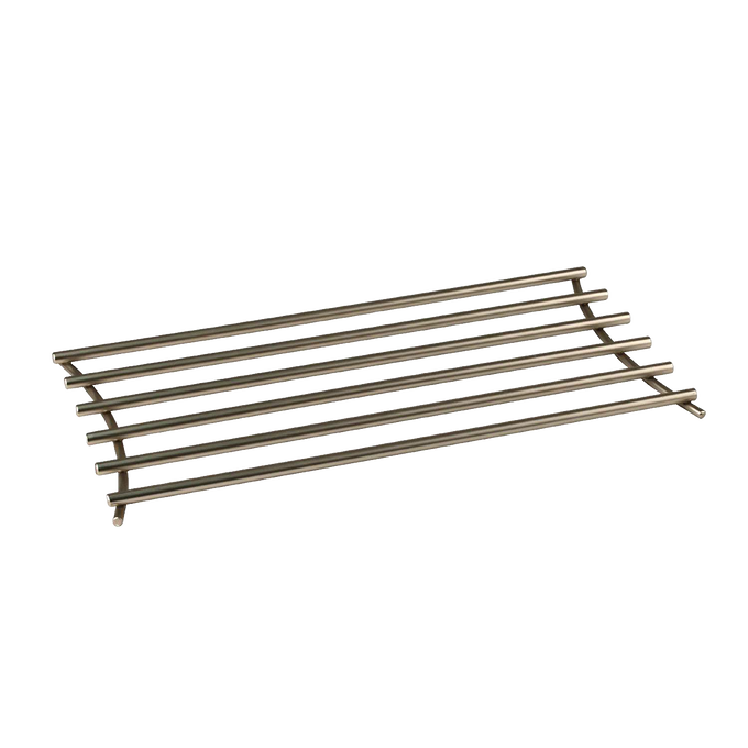 Steel trivet with rounded wires in a modern finish, designed to protect surfaces from hot cookware, featured in Kitchen & Food, Dinnerware, Kitchen Gadgets, and Storage and Serving collections.
