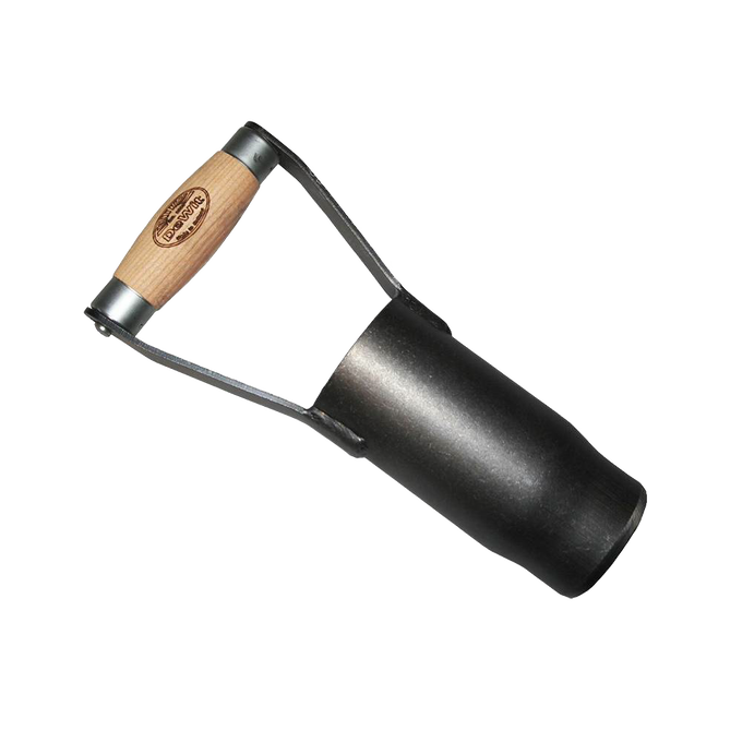 Handcrafted bulb planter with a durable steel cylinder and sustainably sourced ash wood handle, designed for easy soil cutting and planting in Farm, Garden & Tool and Garden Accessories collections.
