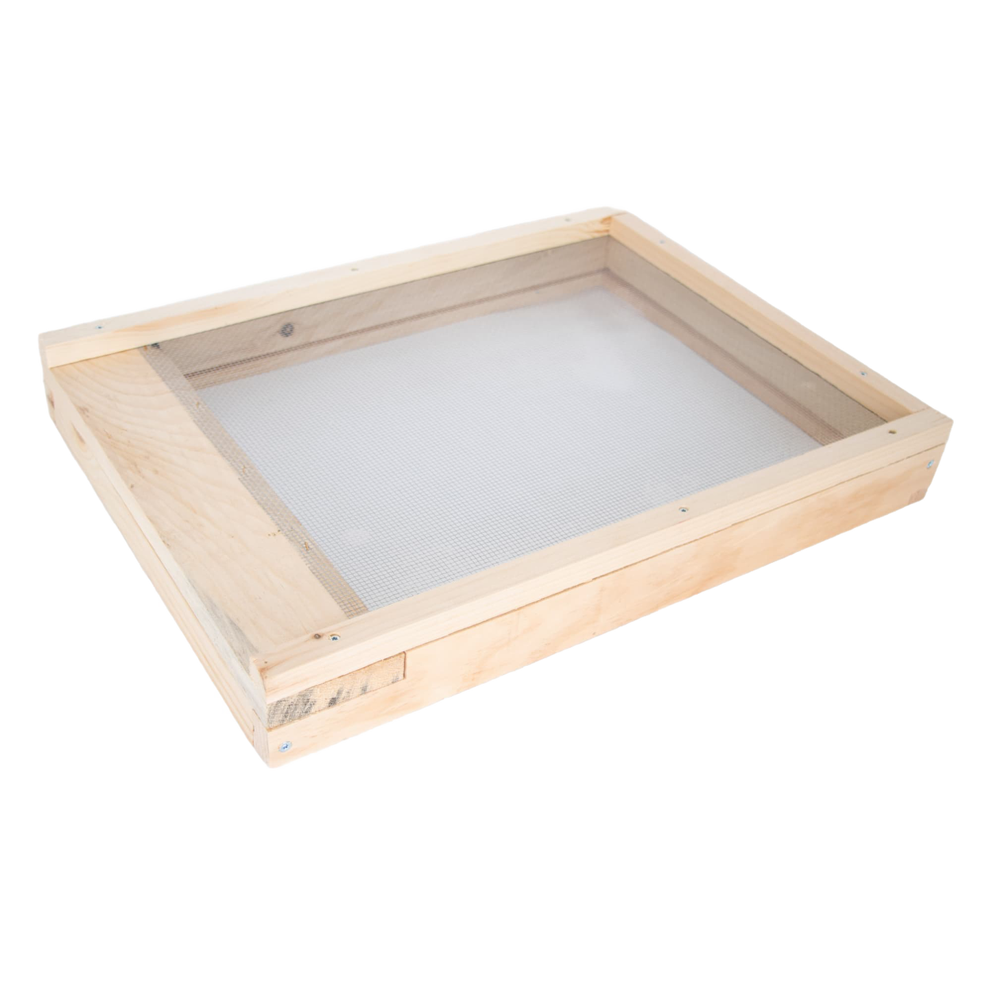 Handcrafted Amish-made wooden screen base with fine mesh for 10-frame bee hives, designed to monitor varroa mites, ideal for Farm, Garden & Tool, Beekeeping Supplies, and USA Made collections.
