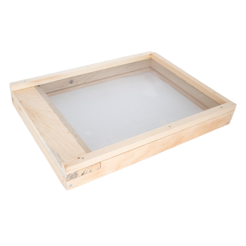 Handcrafted Amish-made wooden screen base with fine mesh for 10-frame bee hives, designed to monitor varroa mites, ideal for Farm, Garden & Tool, Beekeeping Supplies, and USA Made collections.