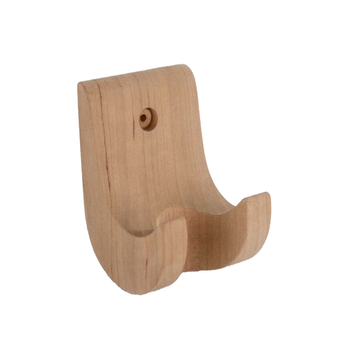 Handcrafted unfinished cherry wood holder with smooth curves and central mounting hole, designed for displaying Amish-Made noodle cutter, fitting Kitchen & Food, Food Prep, Choppers and Cutters, USA Made, Amish Made collections.