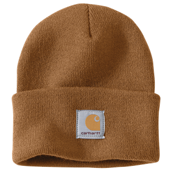 Handcrafted Carhartt knit cuffed beanie in classic brown, designed for warmth and durability, featured in Health & Wellness, Clothing and Accessories, Best Sellers, and Promo Eligible collections.