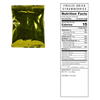 Shiny gold foil pouch of freeze-dried strawberries alongside a nutrition facts label, suitable for pantry, emergency supplies, kitchen food storage, and USA made best sellers collections.