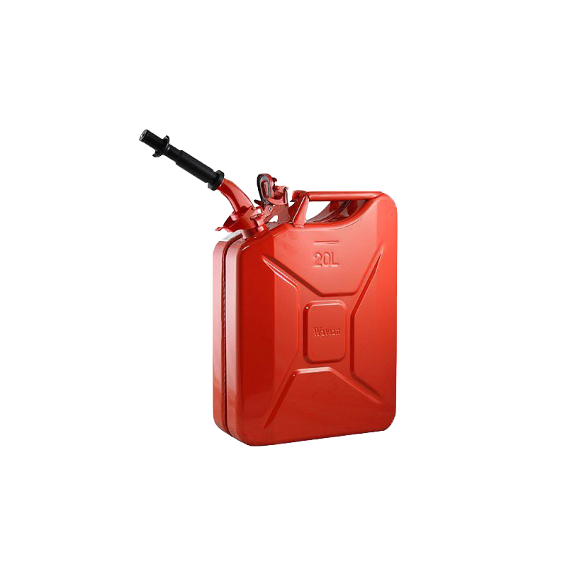 Sturdy red steel jerry can holding 20 liters of fuel, featuring a safety spout and adapter, designed for reliable use in Farm, Garden & Tool, Emergency Supplies, and Best Sellers collections.