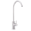 Sleek single-lever stainless steel pillar tap with tall curved spout, designed for easy filling and compatibility with under sink water filtration systems in kitchen and appliances collections.