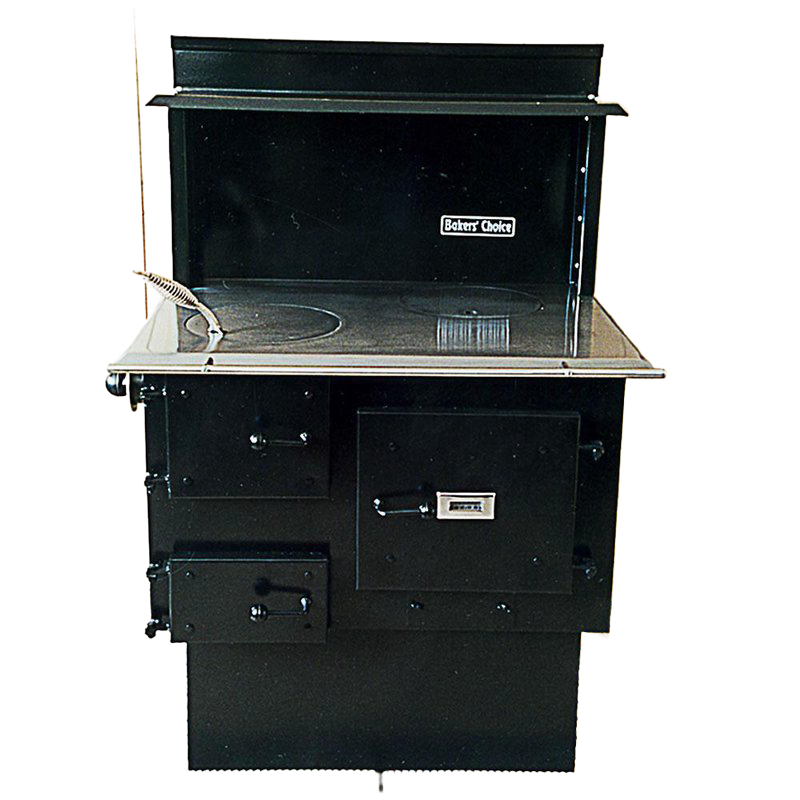 Handcrafted compact wood cookstove with durable heat-resistant black finish and seamless steel top, designed for practical Amish-style cooking, featured in Stoves, Cookstoves, and Best Sellers collections.