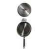 Top-down view of a handcrafted fully clad stainless steel saute pan with a matching lid, designed for durability in Kitchen & Food, Cookware, Pots and Pans, and Best Sellers collections.