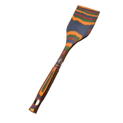 Handcrafted pakkawood spatula featuring vibrant layered color patterns with a sturdy, smooth finish, ideal for Kitchen & Food, Cooking and Baking Helpers, and Best Sellers collections.