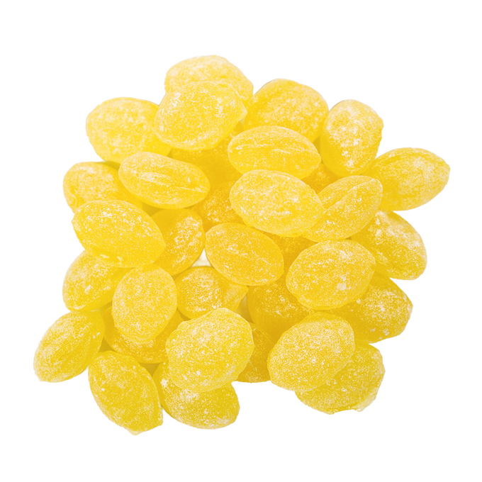 Pile of yellow sugared hard candies, handcrafted and made in the USA, featured in Kitchen & Food, Candy, USA Made, Best Sellers, and Promo Eligible collections.