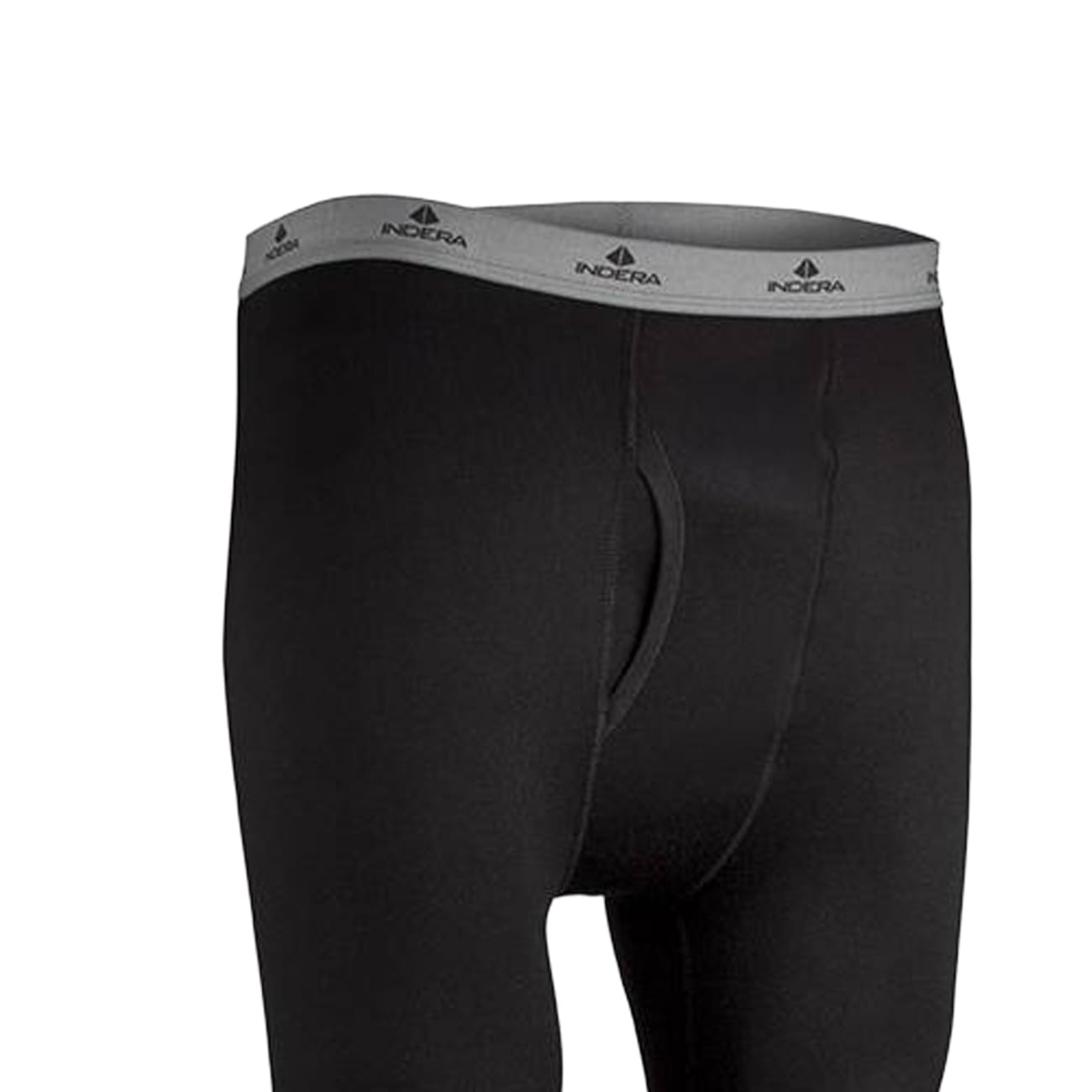 Black men's fleece long johns featuring a fleeced polyester lining, gray branded elastic waistband, and ribbed cuffs for warmth and moisture control, part of Health & Wellness, Clothing and Accessories, Best Sellers, and Promo Eligible collections.