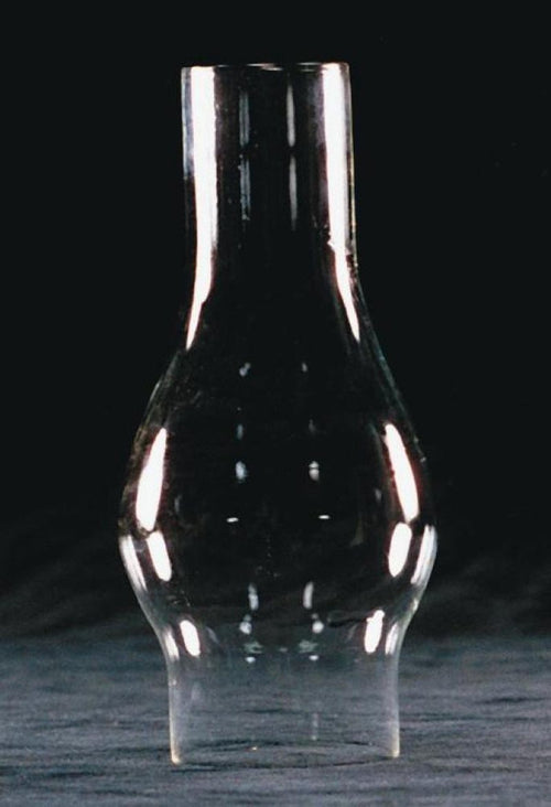 Clear handcrafted glass oil lamp chimney with a 2-1/8 inch base and distinctive bulge, part of Lamps & Lighting and Chimneys and Globes collections.