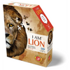 Box of a handcrafted lion-shaped jigsaw puzzle with 300 pieces, featuring lion face artwork and educational fun facts, part of Toys, Books & Games and Children's Toys collections.