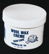 White 9 oz tub of wool wax creme skin care product with simple blue text and a sheep illustration, featured in Health & Wellness, Balms, Creams and Lotions, USA Made, Best Sellers, and Promo Eligible collections.