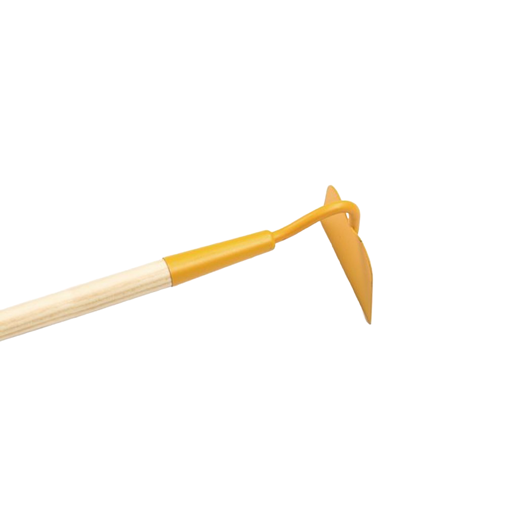 Child-sized durable gardening hoe with yellow metal head and natural wood handle, designed for real outdoor use by children ages 6 and up with adult supervision, featured in Toys, Children's Toys, Outdoor Play, Best Sellers, and Promo Eligible collections.
