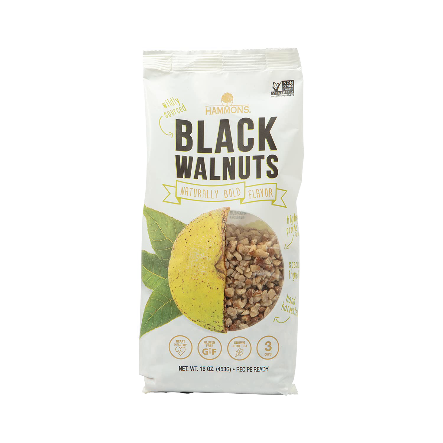 Package of shelled black walnuts with natural flavor, ready to use for baking and snacks, featured in Kitchen & Food, Dry Goods, USA Made, and Best Sellers collections.