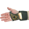 Close-up of hand wearing a comfortable leather palm pad and sturdy double wrist strap with a strong galvanized steel single hook, part of Farm, Garden & Tool, Farm Tools, USA Made, and Best Sellers collections.