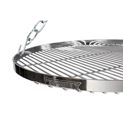 Chromium-plated steel hanging grate with adjustable chains for campfire grilling, designed for outdoor cooking in Farm, Garden & Tool, Camping, Best Sellers, and Promo Eligible collections.