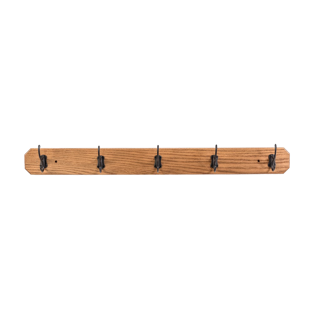 Handmade Amish oak wallboard with five sturdy metal hooks, designed to keep coats organized, featured in Home & Decor, Household Helpers, USA Made, Amish Made, and Best Sellers collections.