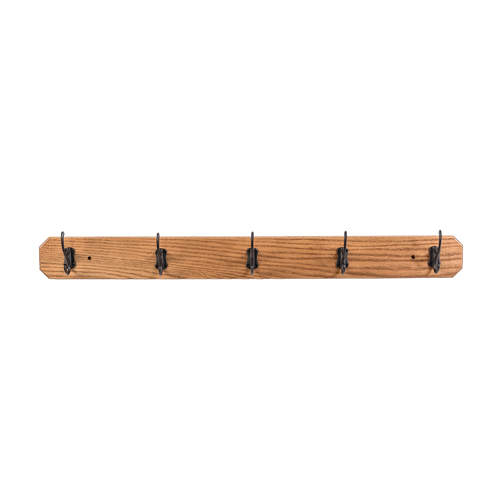 Handmade Amish oak wallboard with five sturdy metal hooks, designed to keep coats organized, featured in Home & Decor, Household Helpers, USA Made, Amish Made, and Best Sellers collections.