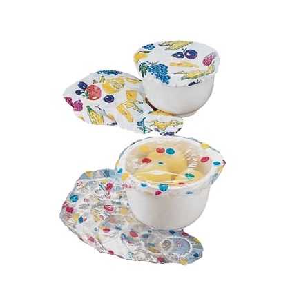 Set of colorful reusable bowl covers with elastic edges, featuring vibrant fruit patterns in multiple sizes, ideal for Kitchen & Food, Storage and Serving, Best Sellers, and Promo Eligible collections.