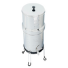 Polished stainless steel gravity water filter elevated on a sturdy stand with protective feet, designed for ease of use and durability, featured in Appliances and Emergency Supplies collections.