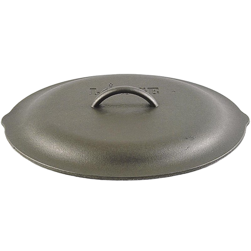 Cast iron skillet lid with curved handle and built-in self-basting tips, seasoned with natural vegetable oil, perfect for Kitchen & Food, Cookware, Cast Iron, Best Sellers, and Promo Eligible collections.